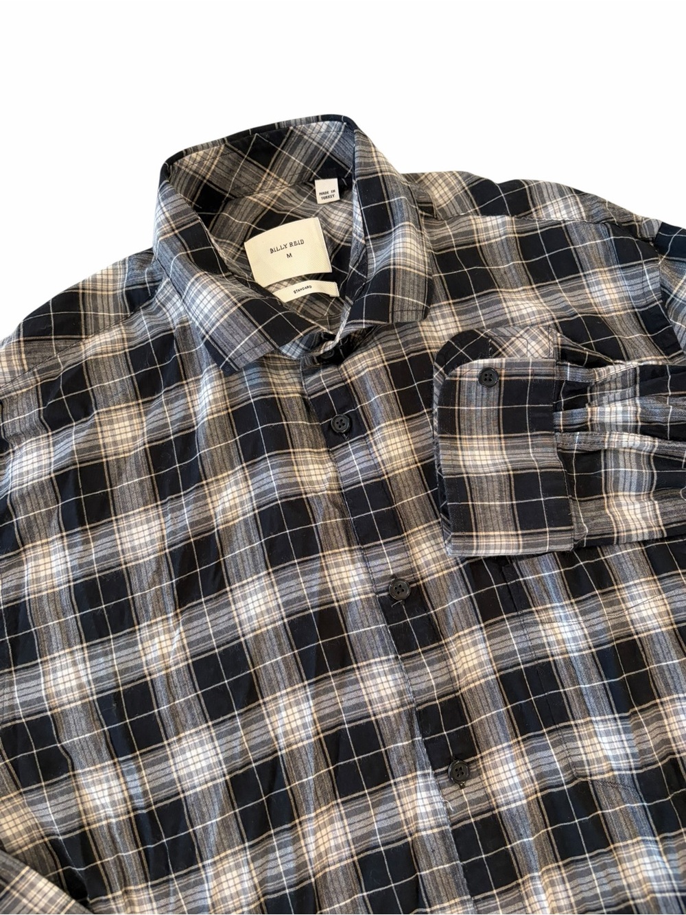 Billy Reid Billy’s Plaid‎ John T Shirt Men’s M Button Up Black Gray